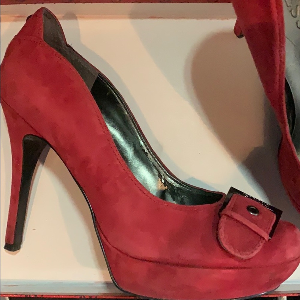 Guess red suede heels